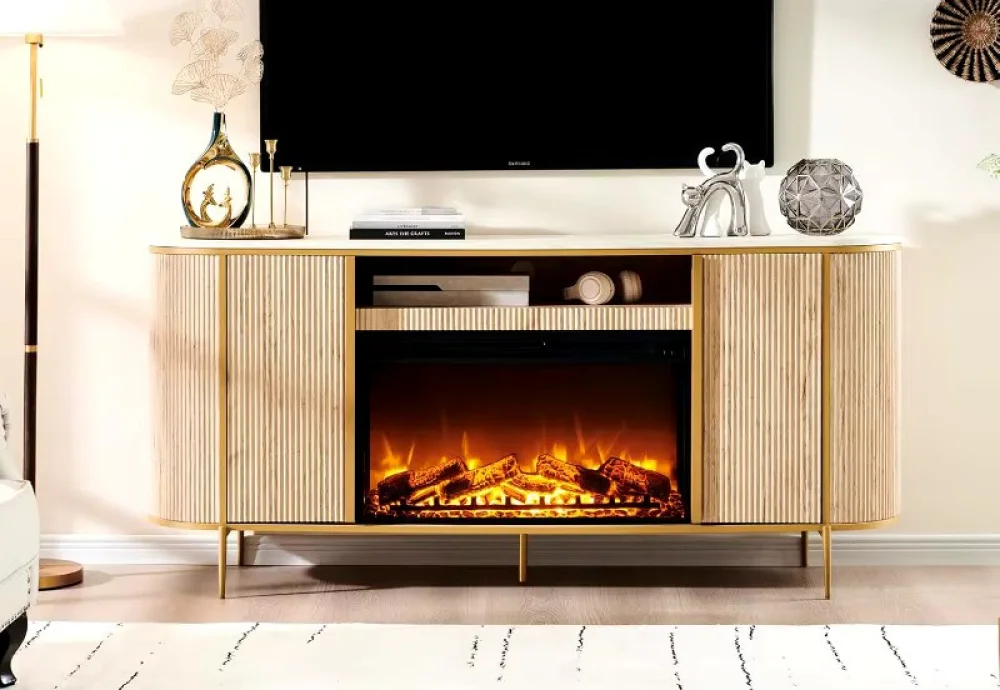 console with electric fireplace